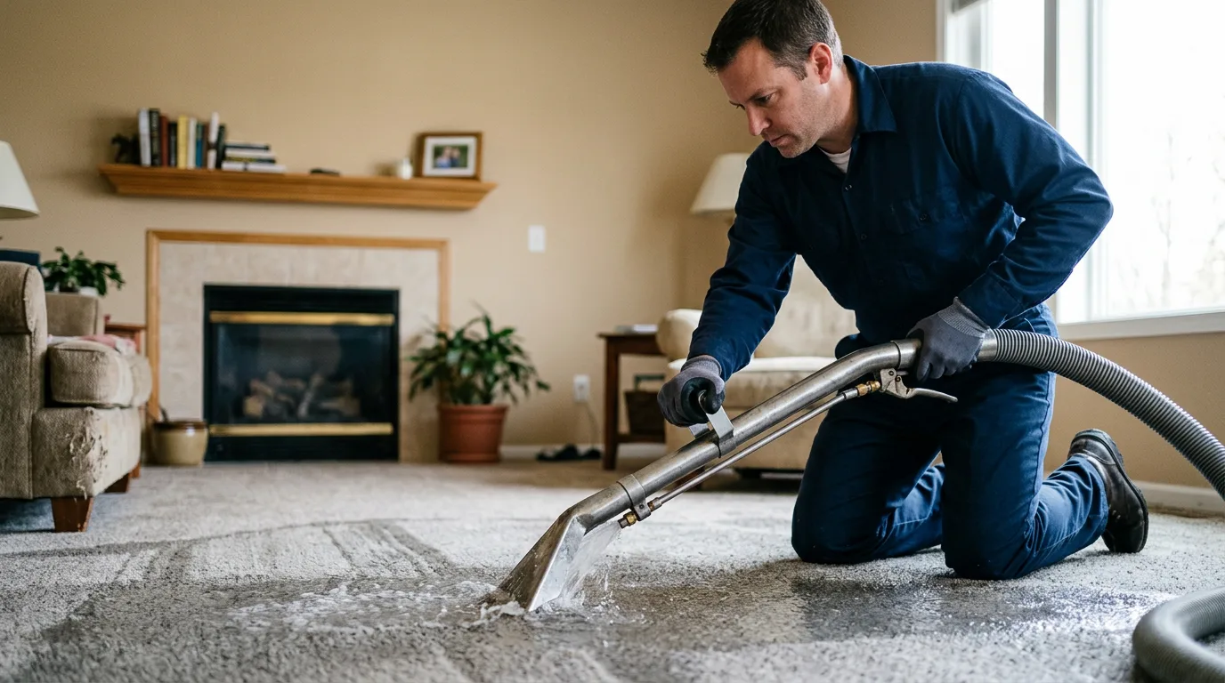 Water damage restoration technician working near Linden, IN